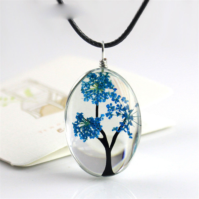 Gypsophila Tree Of Life Necklace Time Gem DIY Glass Jewelry