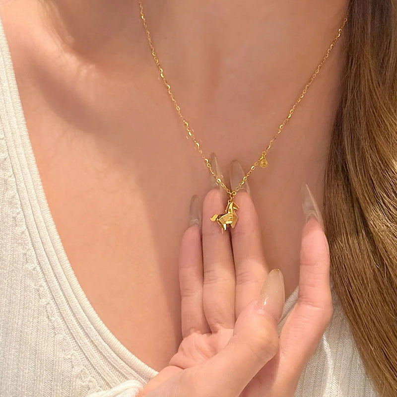 New Chinese-style 3D Pony Coin Necklace For Womendainty, Exquisite, And Vintage-inspired