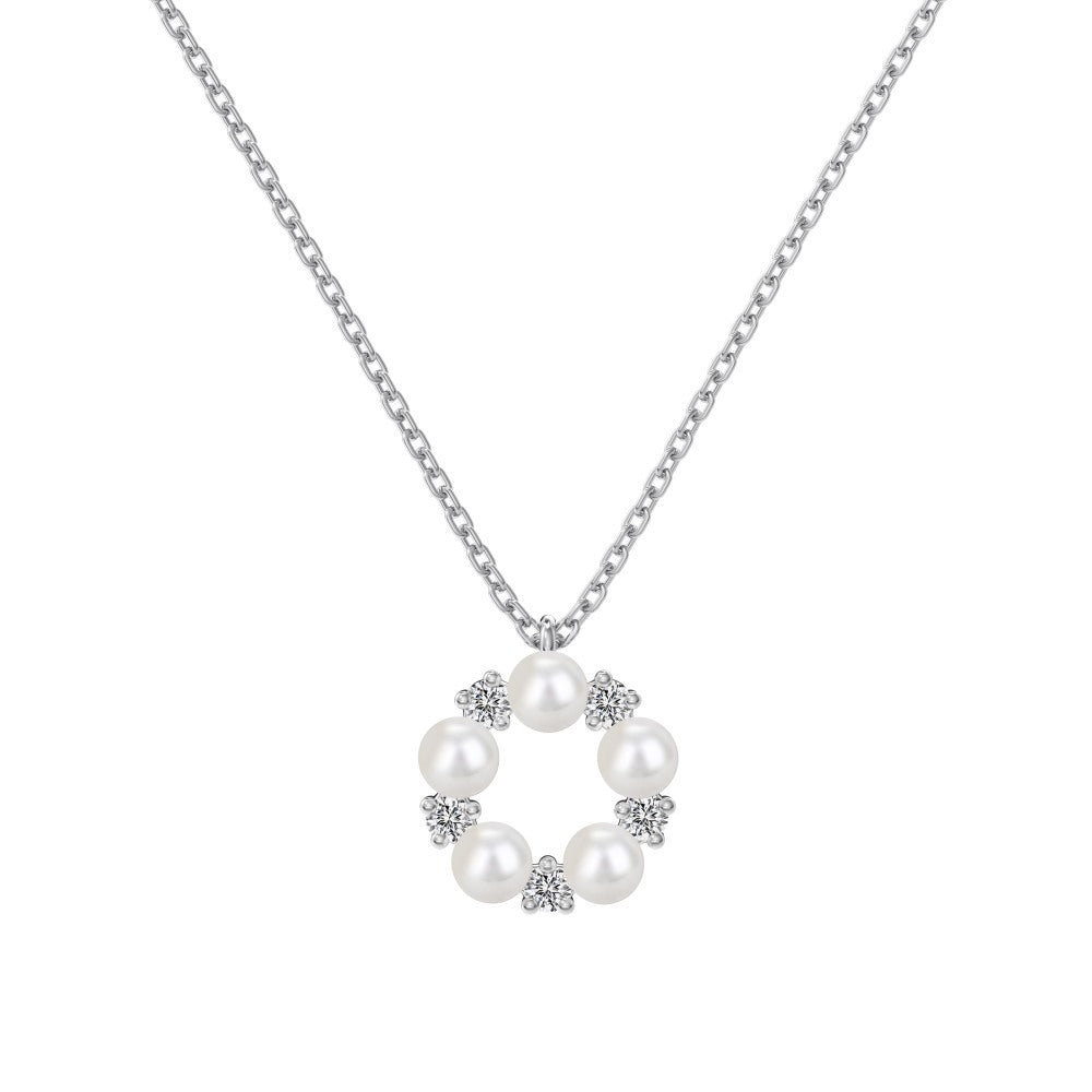 Women's Pearl Zircon Ring All-match Clavicle Chain