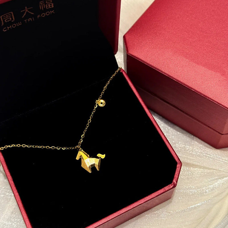 New Chinese-style 3D Pony Coin Necklace For Womendainty, Exquisite, And Vintage-inspired