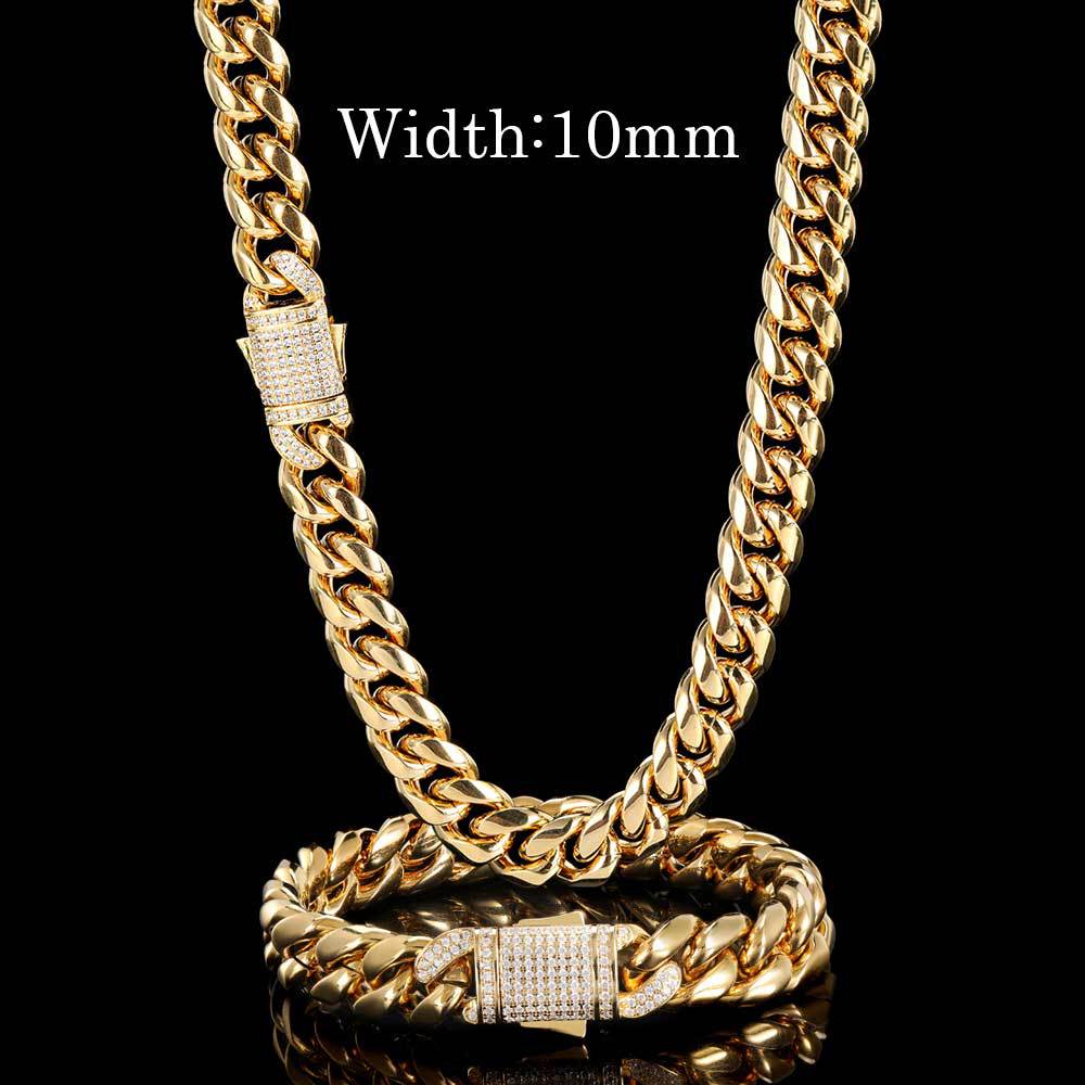 Hip Hop Spring Clasp Stainless Steel Cuban Chain Necklace Titanium Steel Jewelry