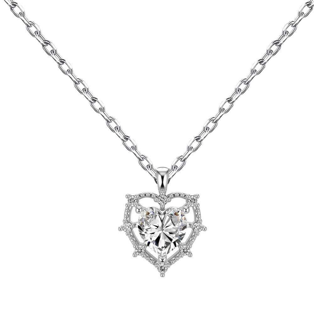 Hollowed Heart Shape Necklace Ear Stud Women