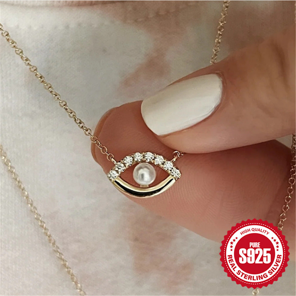 Fashion Personality Pearl Devil's Eye Necklace