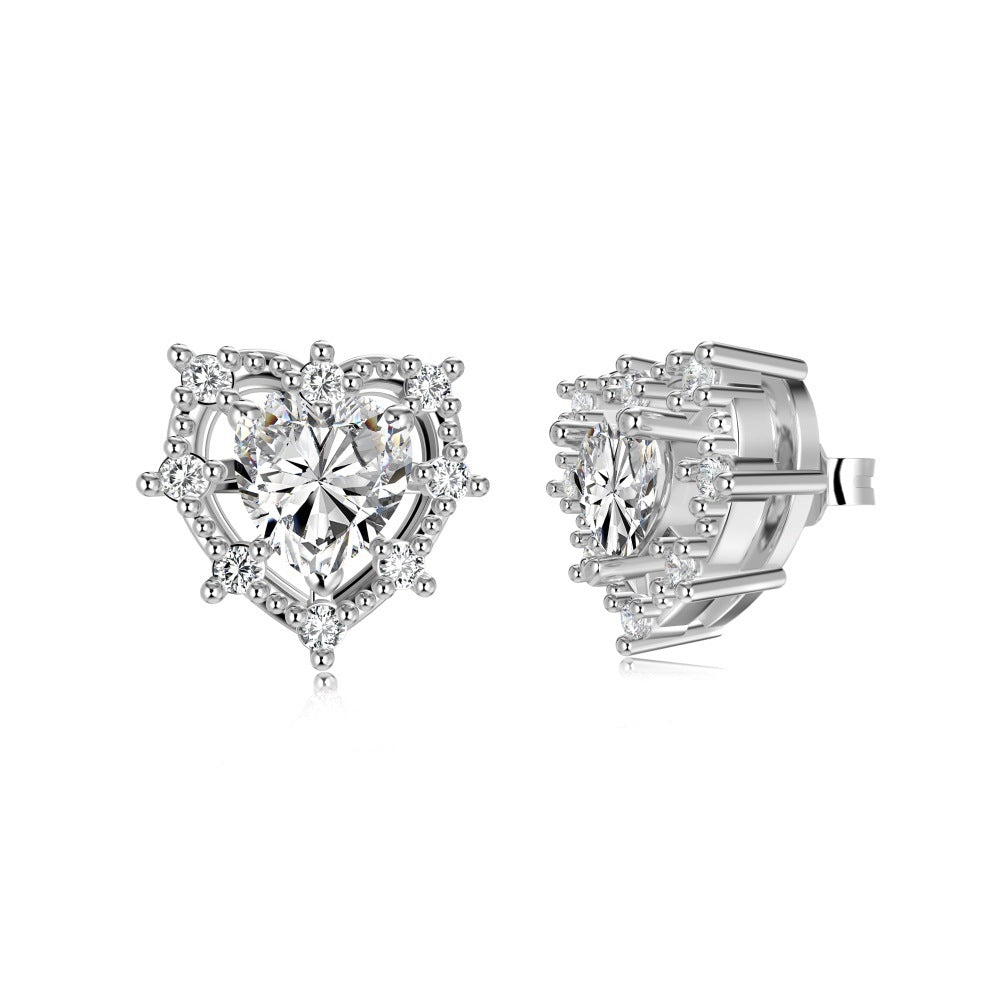 Hollowed Heart Shape Necklace Ear Stud Women