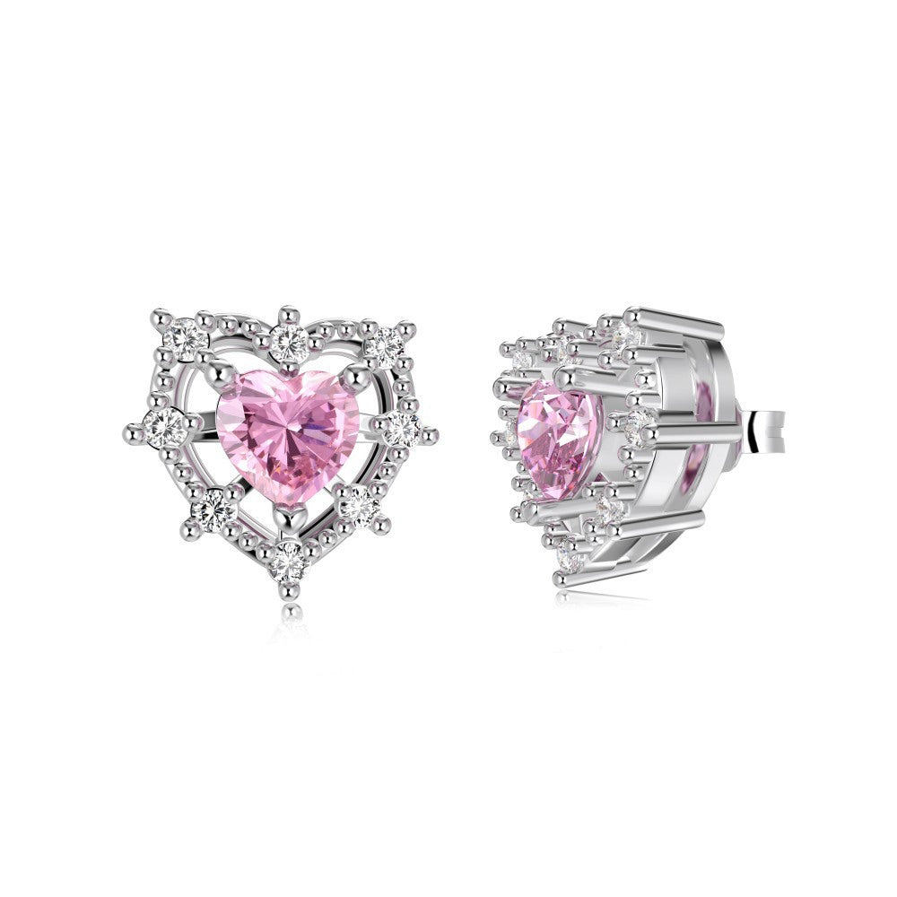 Hollowed Heart Shape Necklace Ear Stud Women