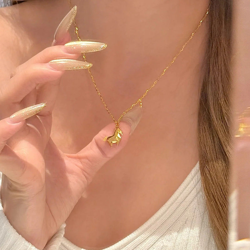 New Chinese-style 3D Pony Coin Necklace For Womendainty, Exquisite, And Vintage-inspired